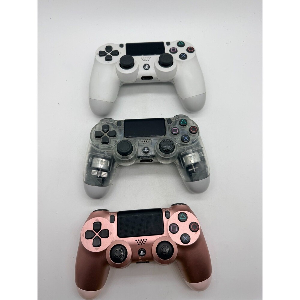 Lot of 3 Sony PS4 DualShock 4 Wireless Controllers White Transparent Rose Gold